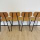 Set of 4 vintage school chairs / retro wooden dining chair with metal base / stol kamnik yugoslavia
