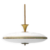Lampadario a sospensione circolare vetro ottone anni ’50 vintage
