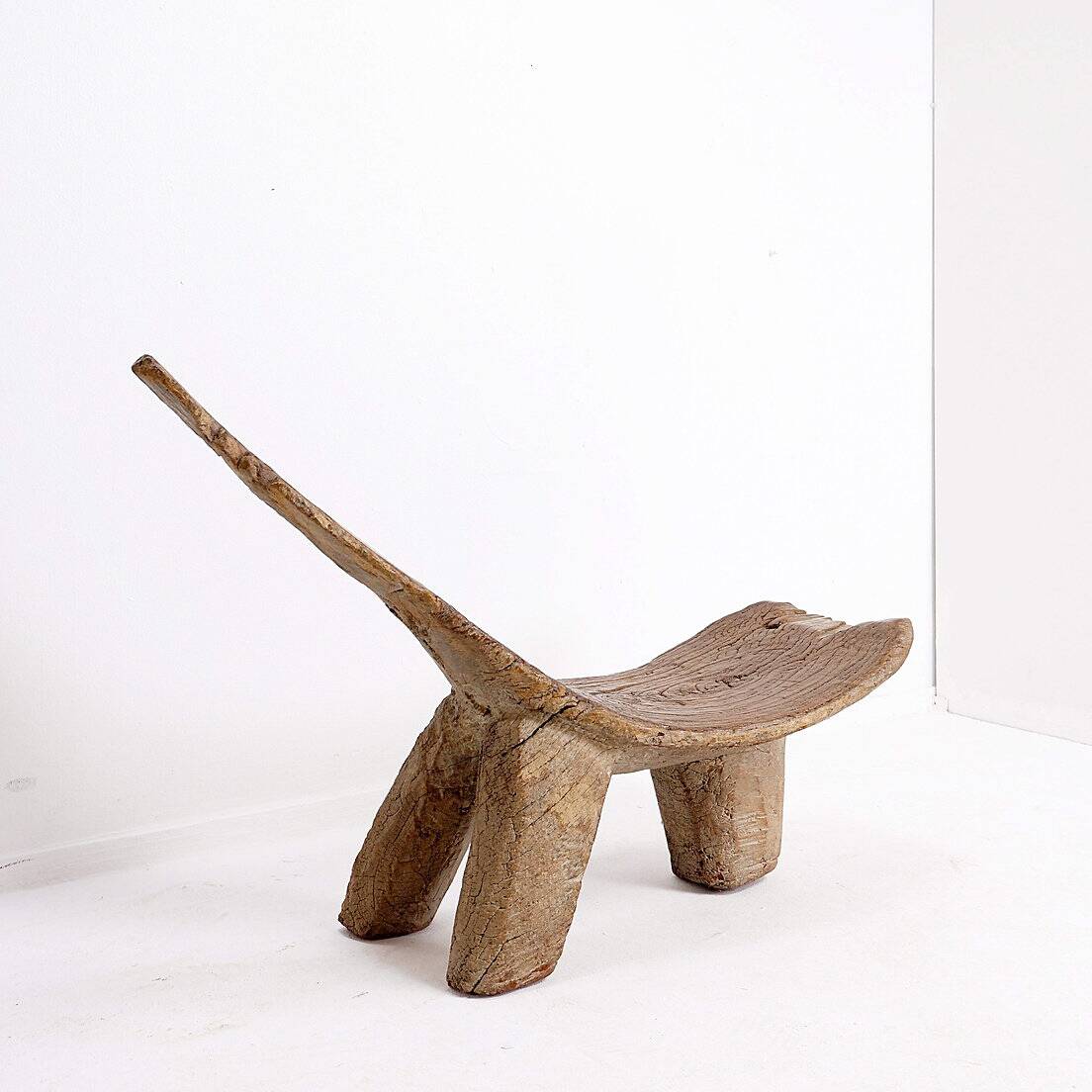 "Lobi" African tripod wooden stool from Burkina Faso