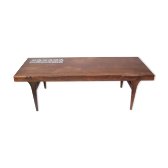 Coffee table in rosewood with blue tiles by Johannes Andersen and Silkeborg Furniture, 1960s