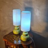 pair of ceramic bedside lamps apple 39x12 refurbished electric and stylish lampshade
