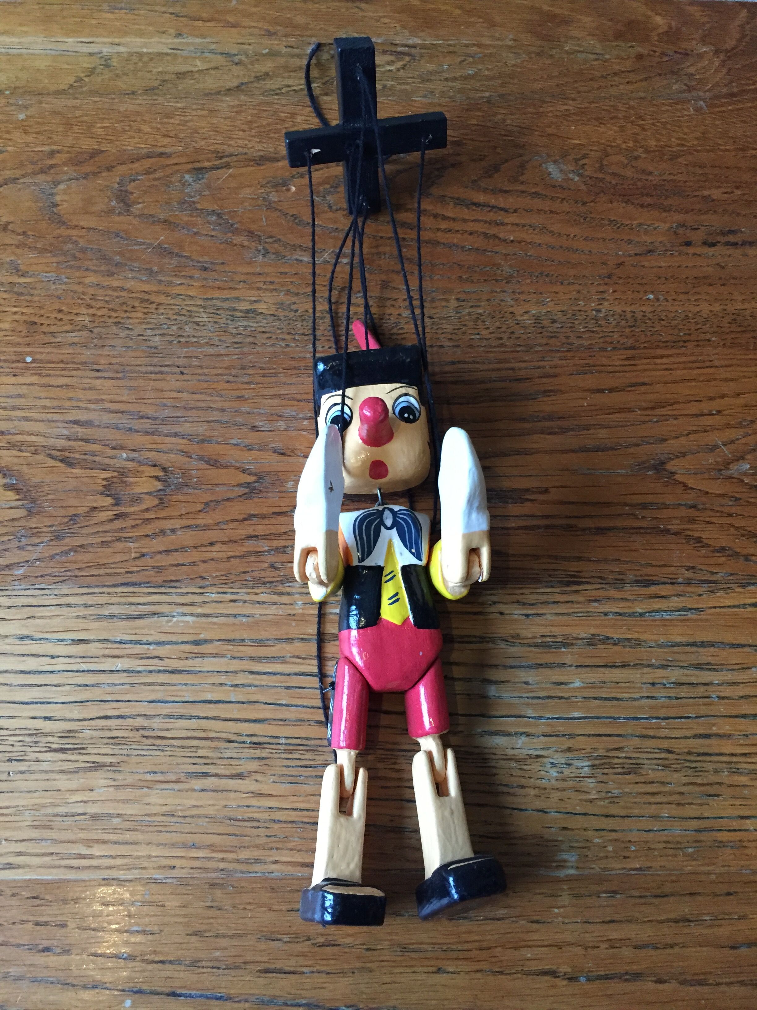 Marionnette Pinocchio en bois peint