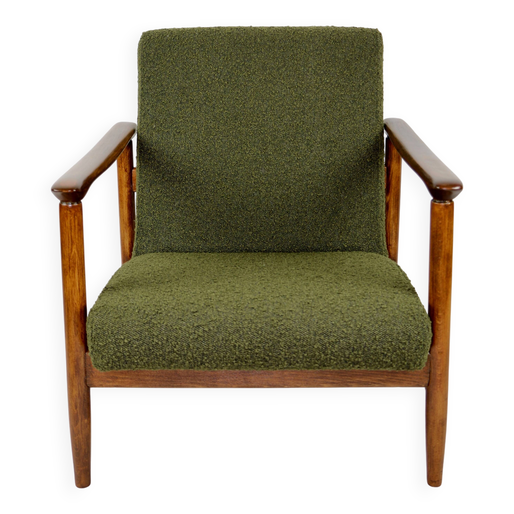 GFM-142 chair in olive boucle, attributed to Edmund Homa, 1970s