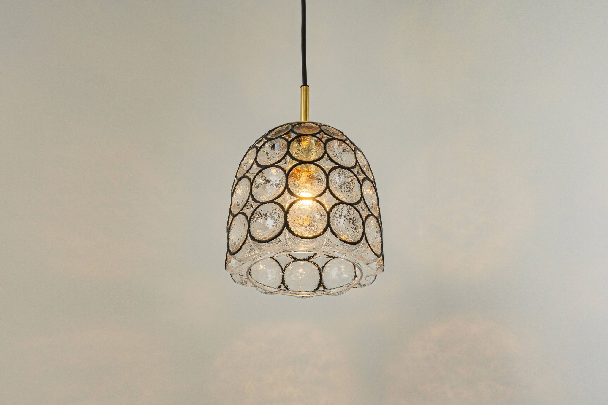 Iron and clear glass pendant by limburg, germany, 1960s.