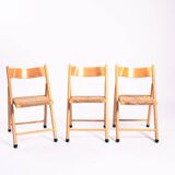 Vintage Italian straw folding chairs, set of 3