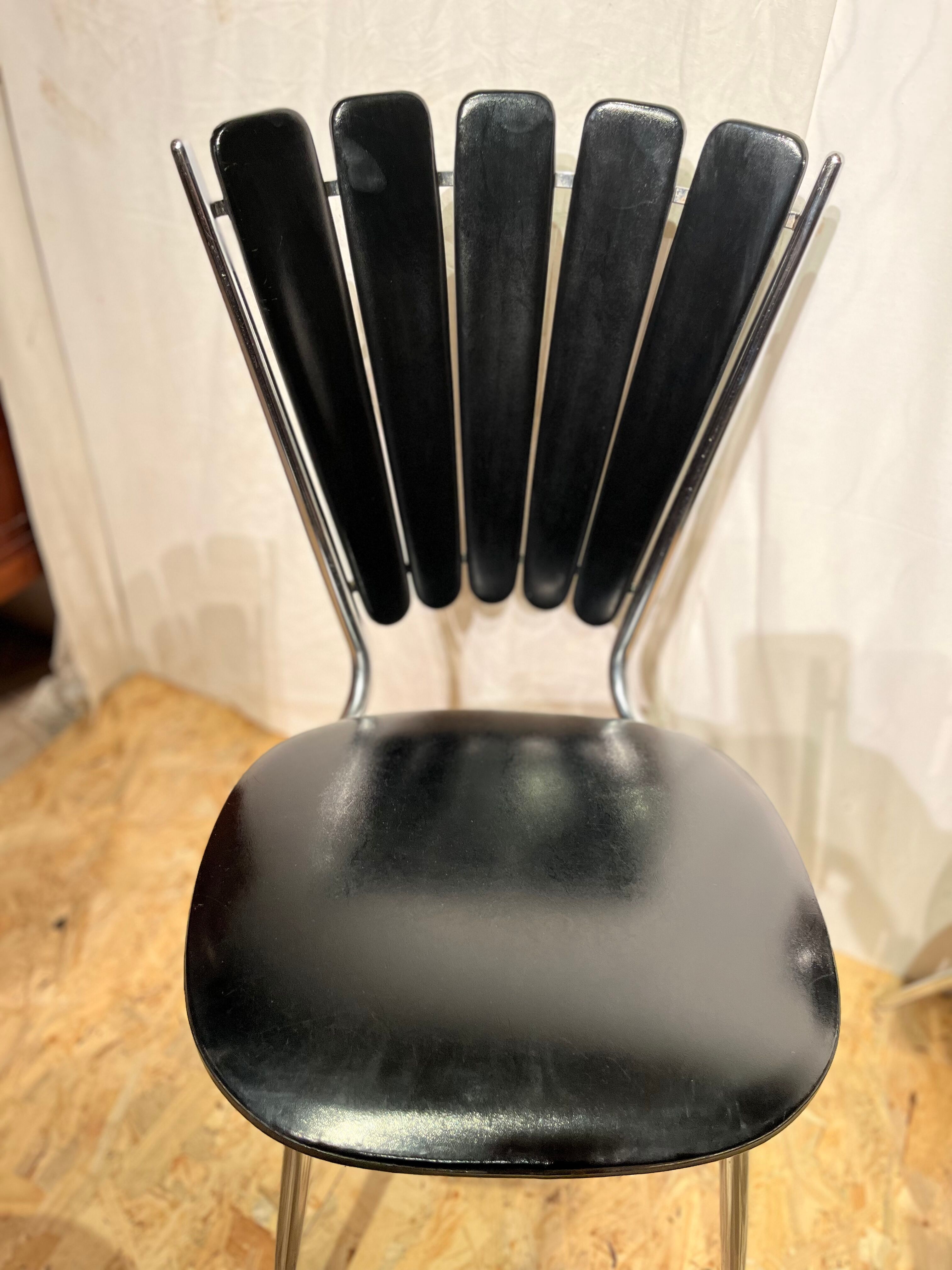 6 vintage chairs 1950 chrome skaï black
