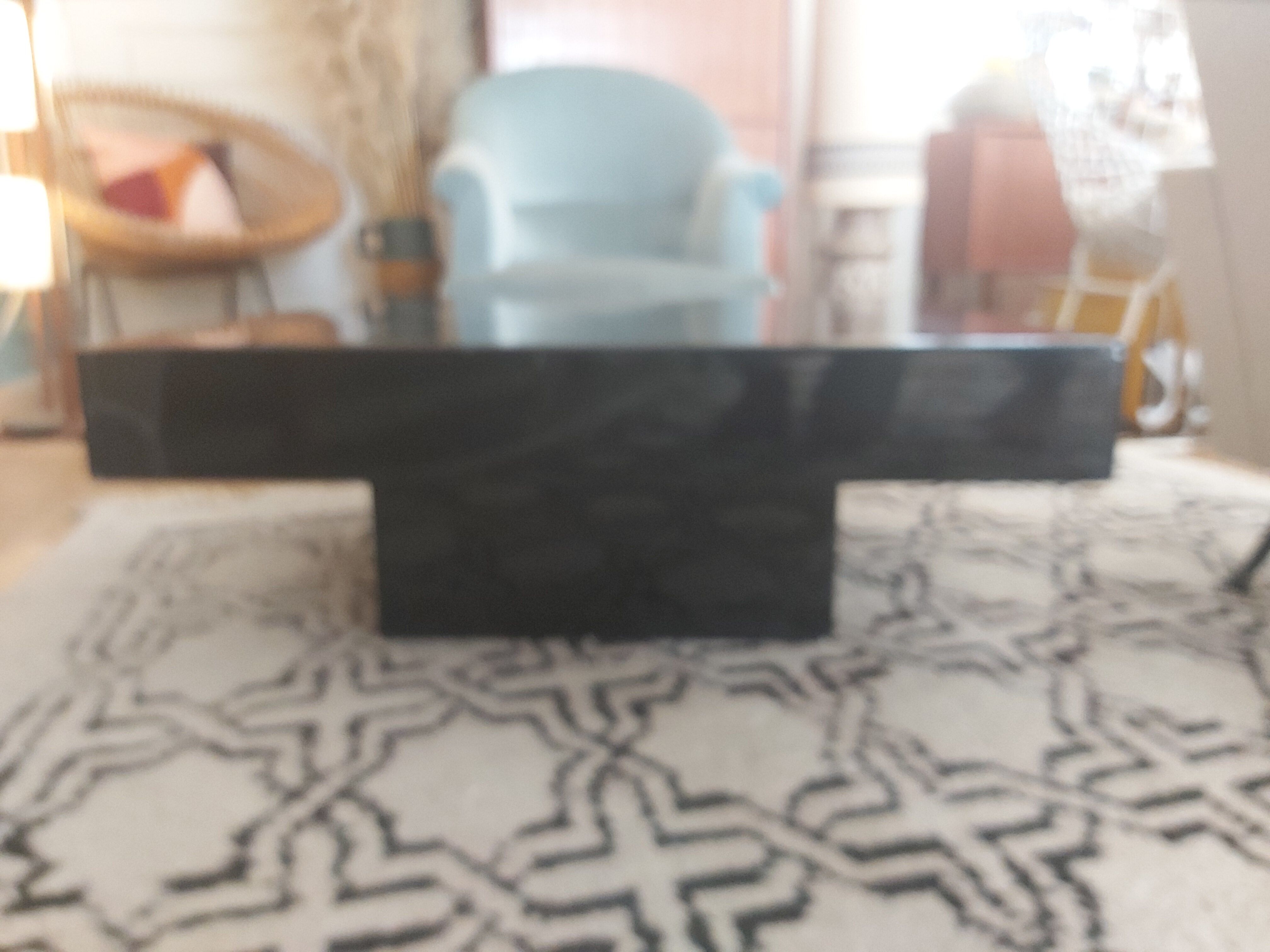 Coffee table in black varnish 70s