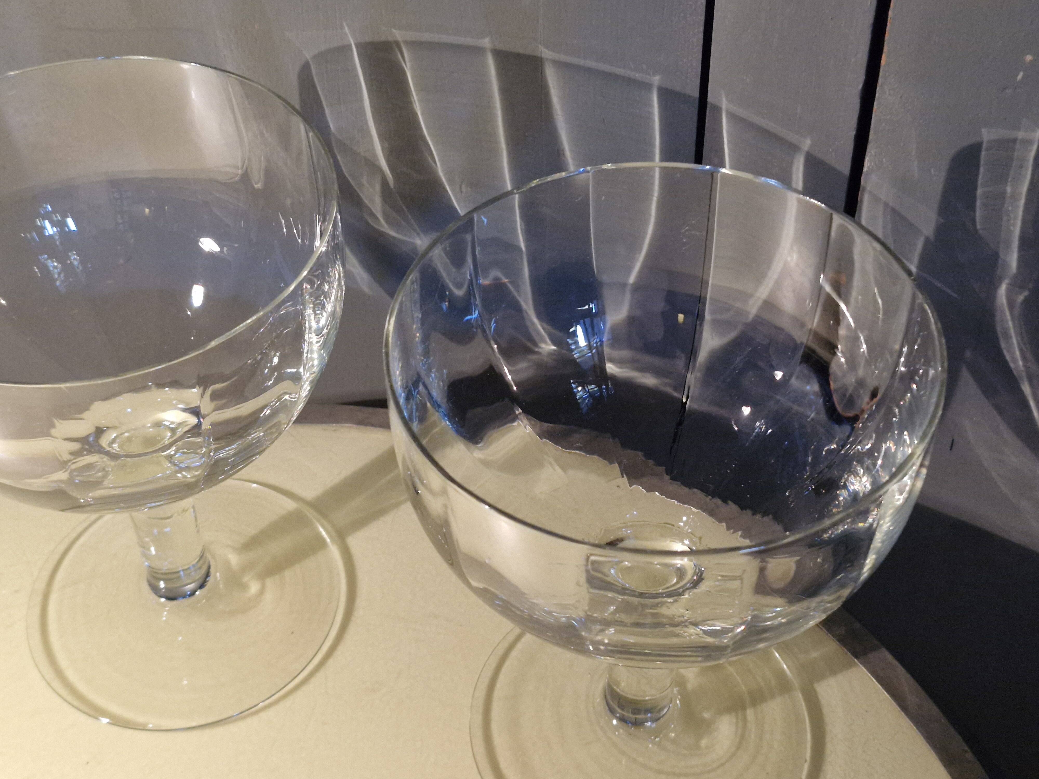2 large ice cream bowls, dessert or otherwise, in crystal from the 1920s.