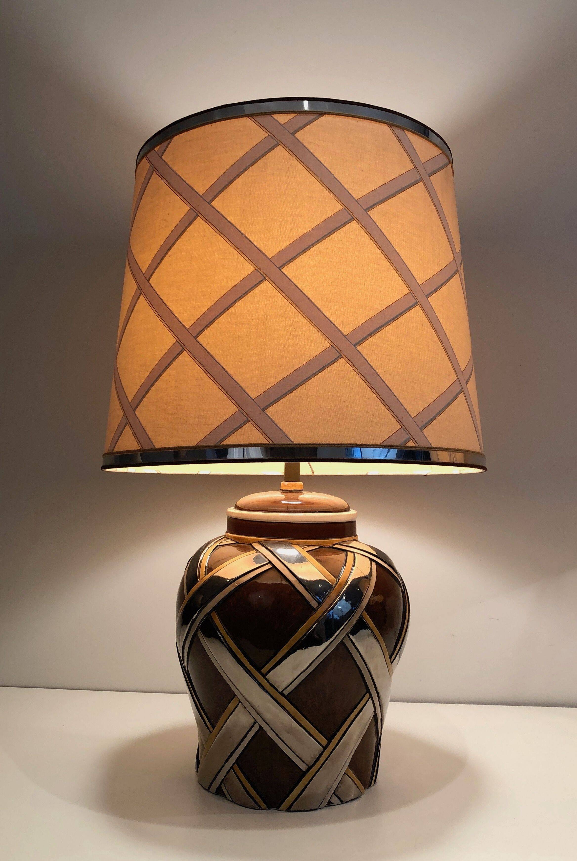 Important pair of ceramic lamps. French work.