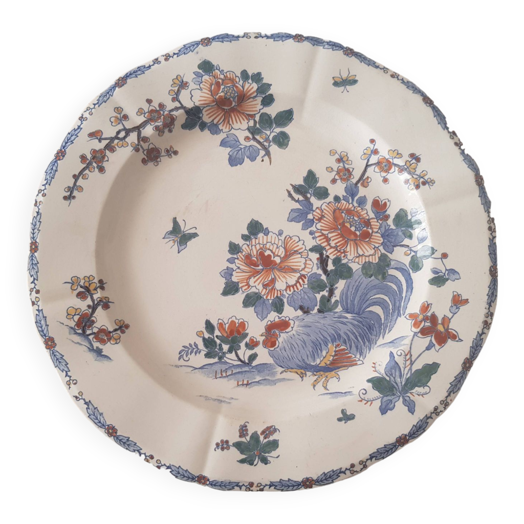 ANCIEN GRAND PLAT Rond Creux En Etain A La Cardinal Avec Poincon 29 Cm