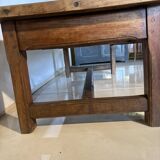 Table basse ancienne en bois brut, style campagne