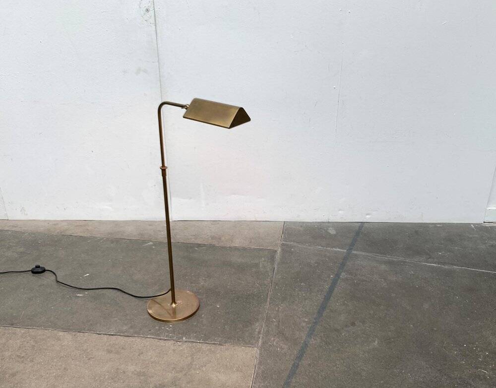 Vintage Hollywood Regency floor lamp in German brass by Florian Schulz.
