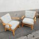 Paire de fauteuils vintage tissu vert pastel