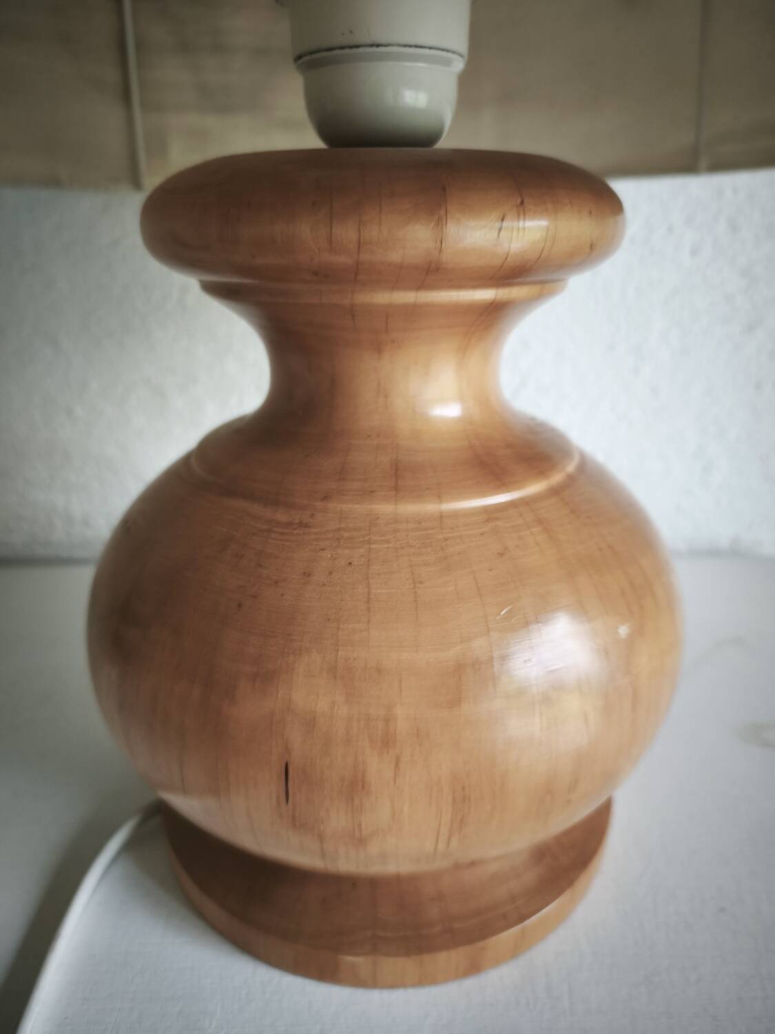 Herbarium lamp, turned wooden base, vintage bohemian