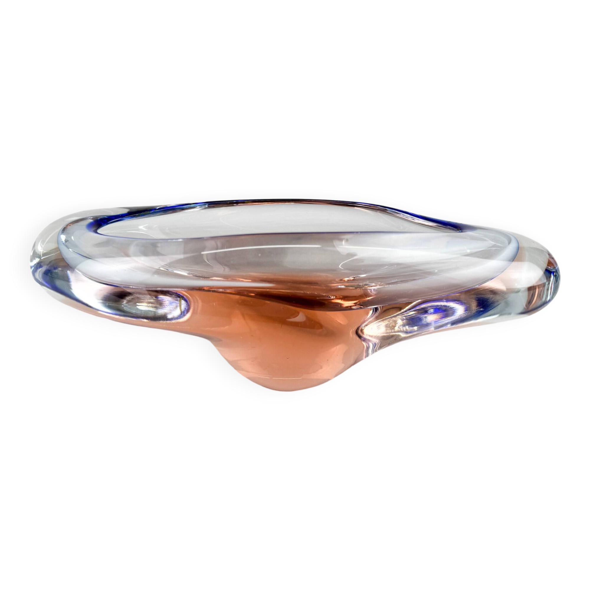 Bol en verre artistique des années 1960 par Chribska Glasswork, Tchécoslovaquie