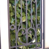 Porte d’entrée ancienne en chêne vitrée grilles en fonte 1925