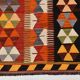 5x10 Pumpkin Orange & Red Kilim Rug, Vintage Turkish Kilim Rug, 143x313