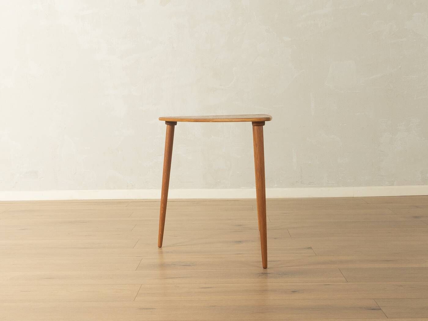 Elegant side table from the 1960s with triangular silhouette, teak wood