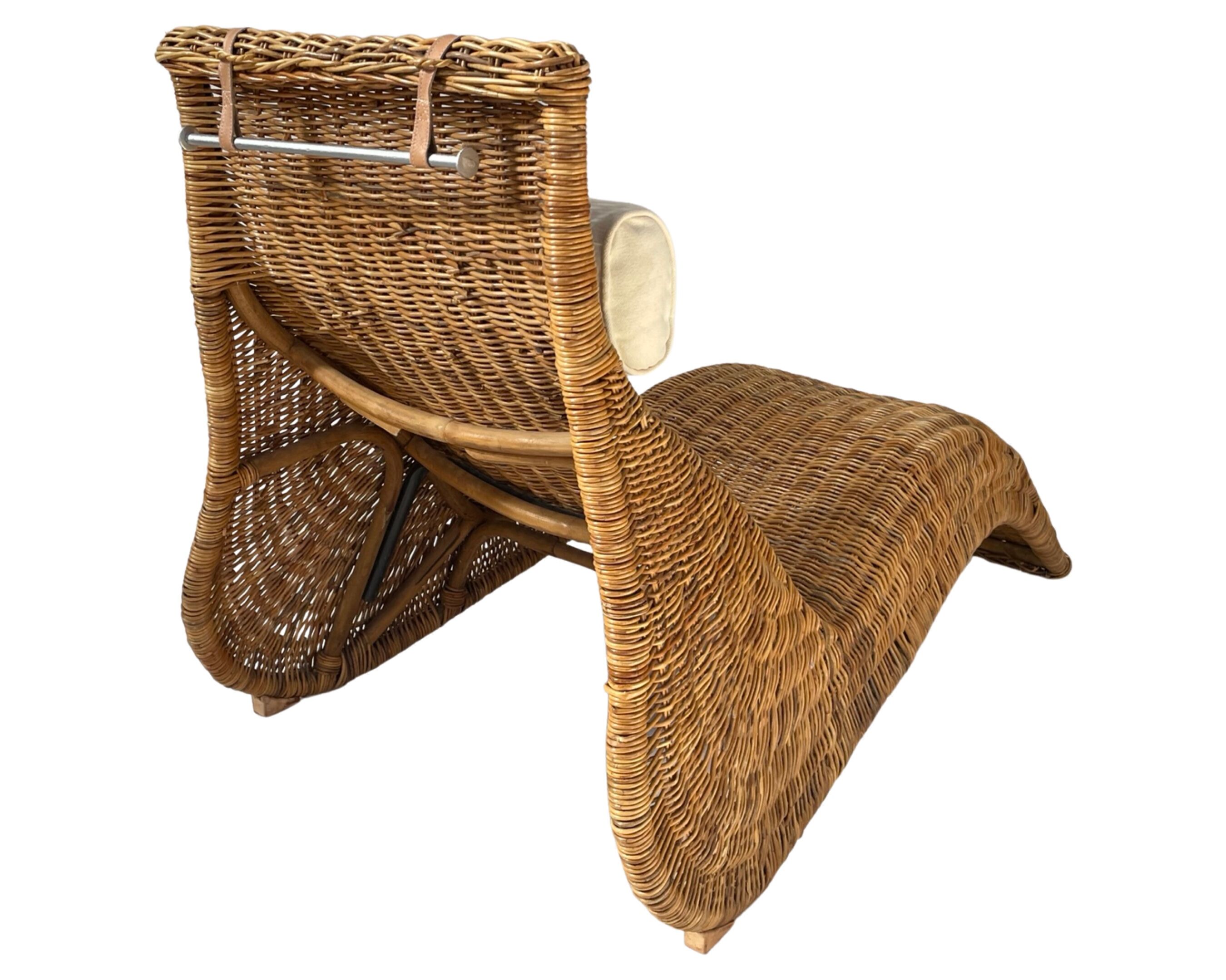 Karlskrona Rattan Wicker Chaise Lounge by Karl Malmvall for Ikea