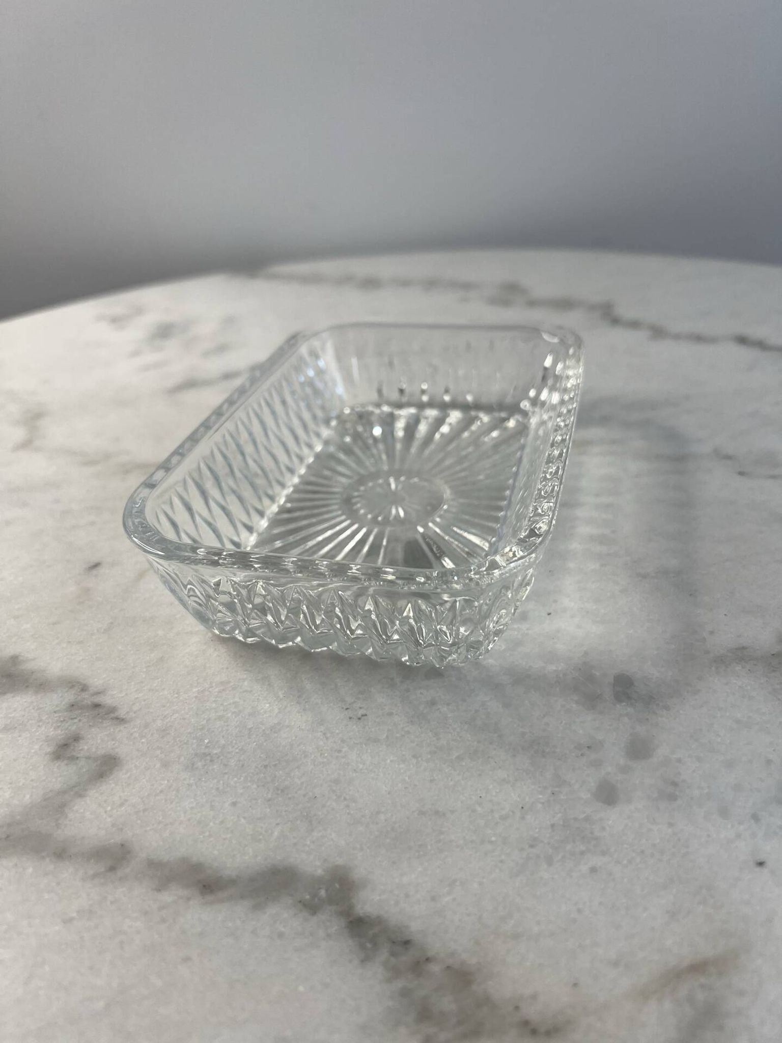 Rectangular cut glass dish 14.5x9.5cm
