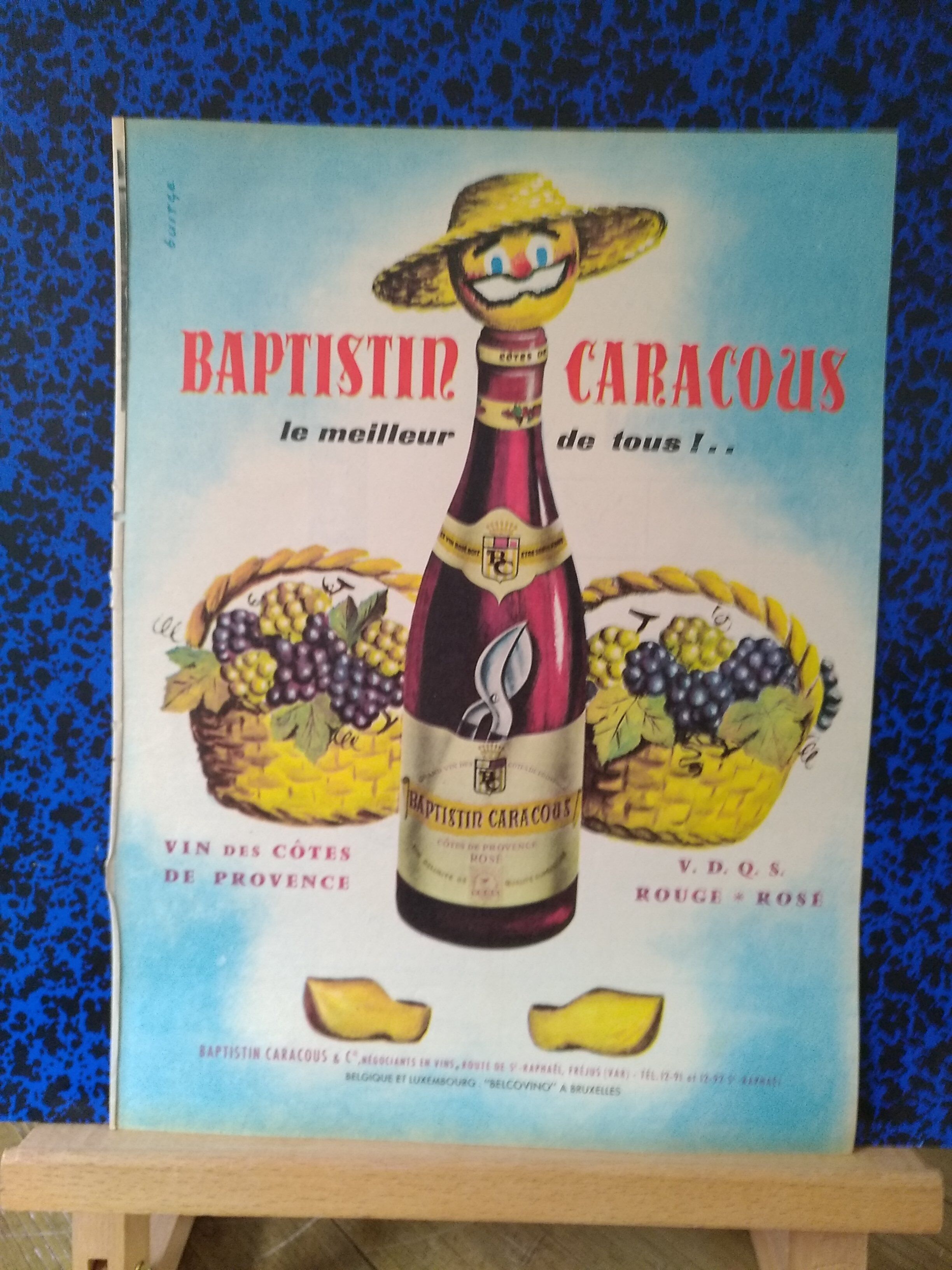 a paper advertisement, Baptistin Caracous wine from a period magazine
