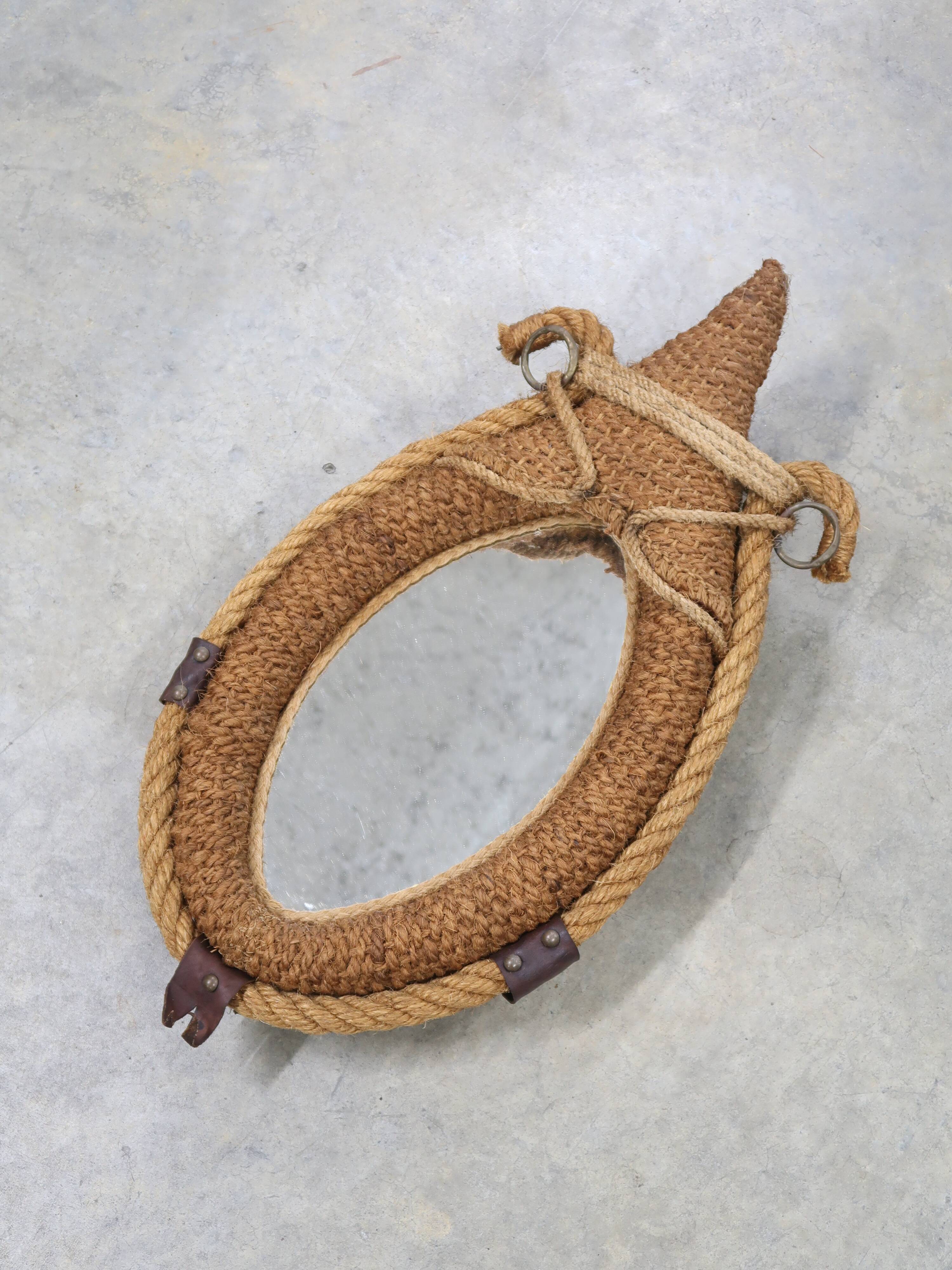 Vintage 1950s Audoux Minet rope mirror
