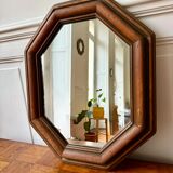 Octagonal wooden mirror