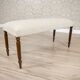 Mid-Century Neoclassical Louis XVI Style Bench with Cream Upholstery and Fluted