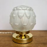 Vintage art deco globe table lamp in frosted glass