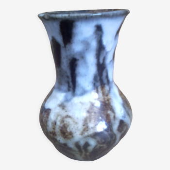 Vase émaillé brillant blanc argenté