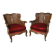 Paire de fauteuils en bois et rotin, style Louis XV