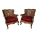 Paire de fauteuils en bois et rotin, style Louis XV