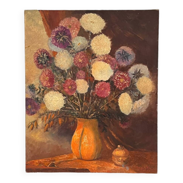 Peinture a l’huile bouquet de fleurs