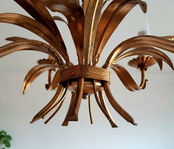 Hollywood Regency style ear of wheat chandelier, circa 1960