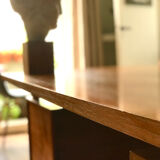 Vintage teak and stainless steel desk with two pedestals