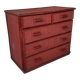 Vintage red lacquered rattan chest of drawers