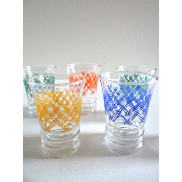 Lot de 9 verres vintage multicolores années 60 | Selency