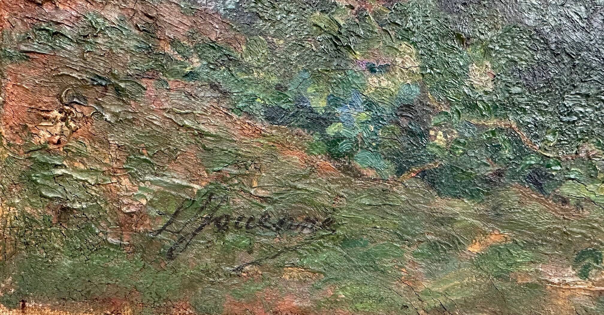 Large oil on canvas "Country Scene", signed L. Jouenne