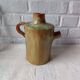 Vintage green enamelled handmade terracotta jar France