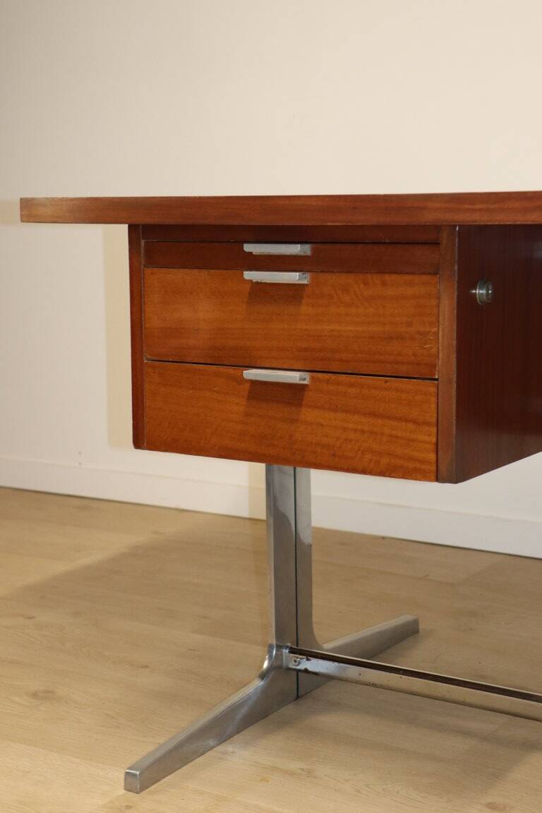 Vintage desk by George Nelson in wood and aluminum, 1960s