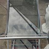 Chrome-plated metal serving trolley