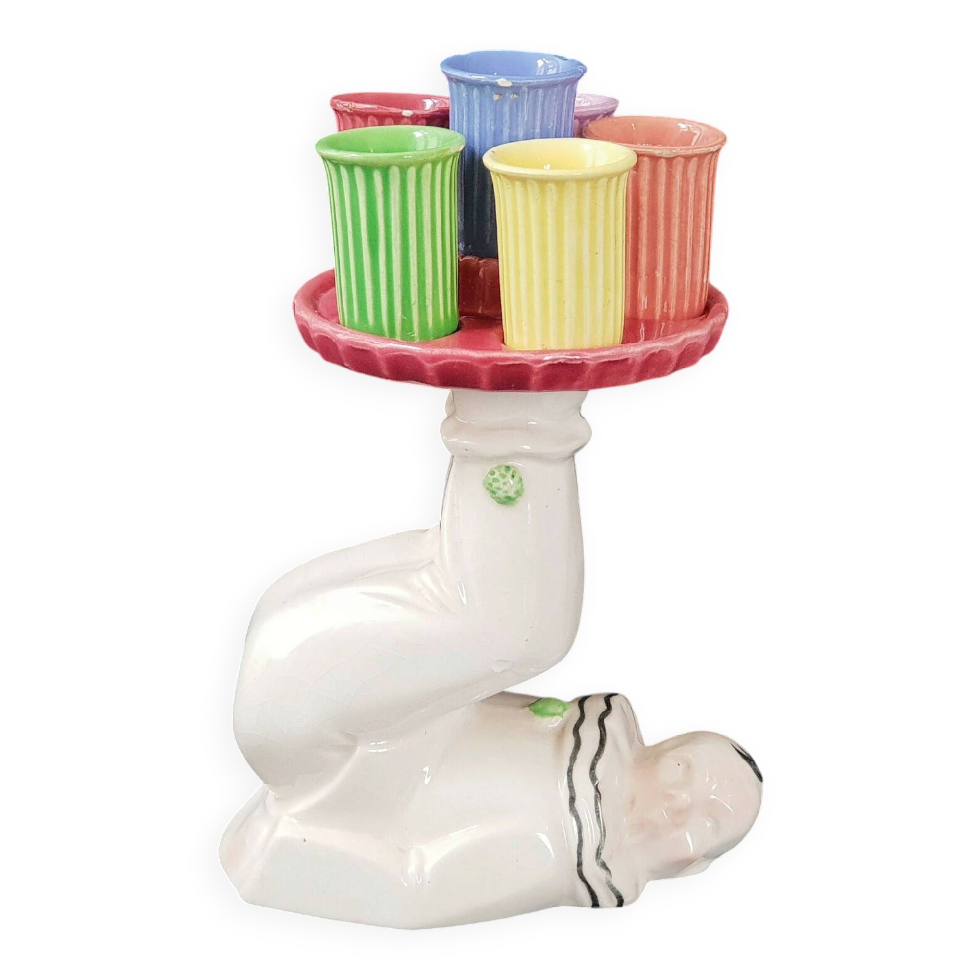 Service a liqueur 1950 vintage clown jongleur ceramic 50s 50's 1950s