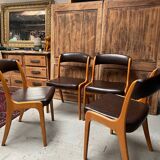 Set of 4 Scandinavian elm gondola chairs