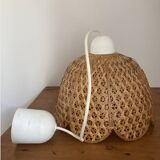 Vintage wicker rattan flower suspension