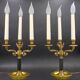 Pair of Chandeliers/Candelabra in Solid Bronze Empire Style Caramel Patina