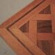 Art Deco table in oak and walnut with marquetry decoration, circa 1940.