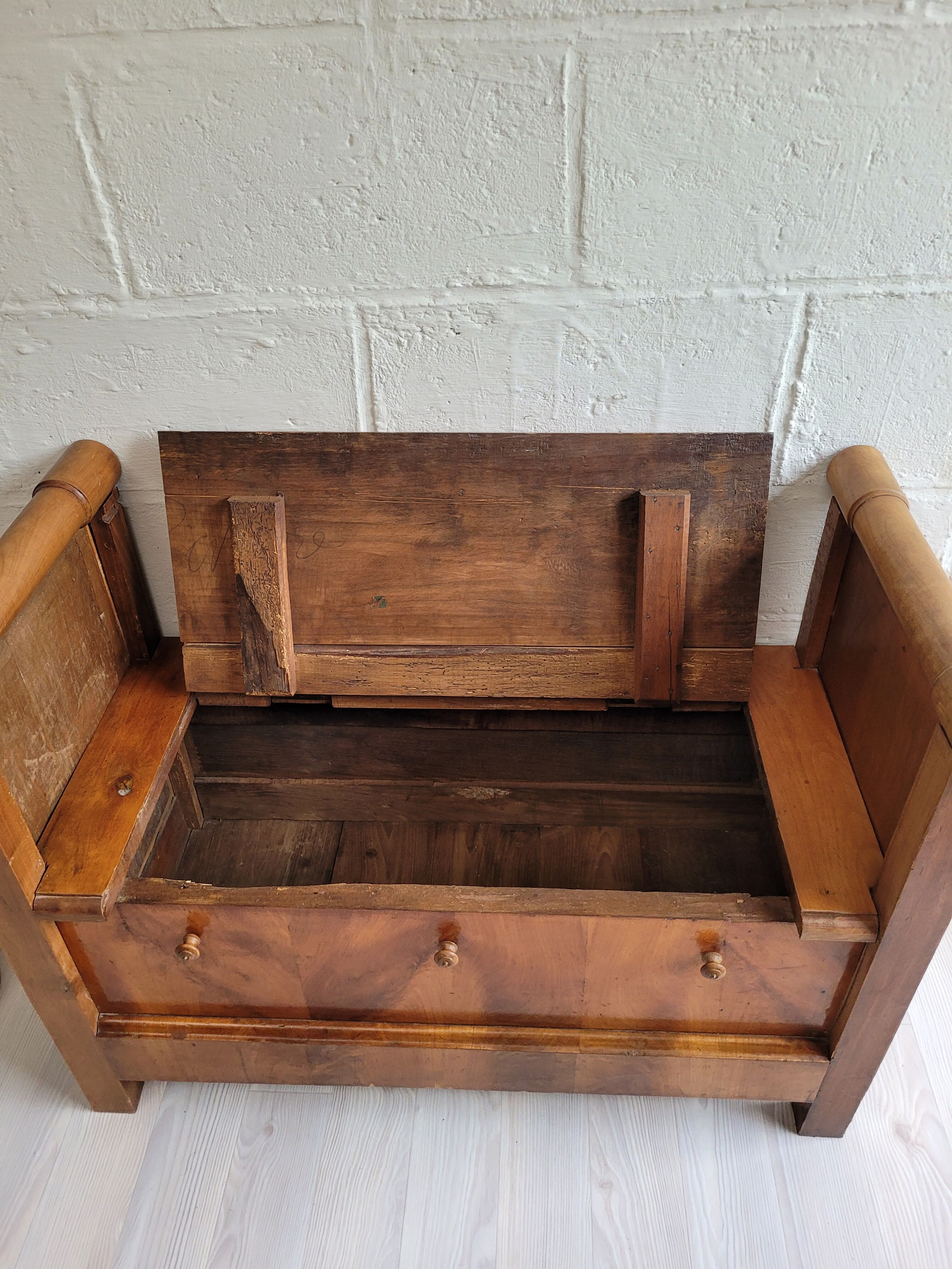 Antique wooden chest bench