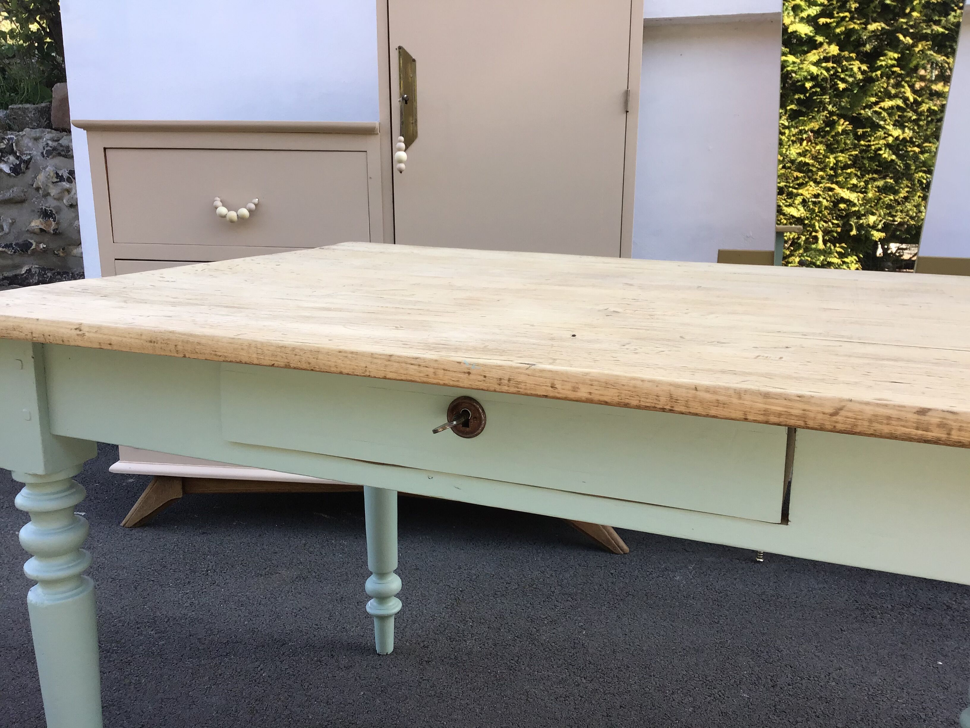 Dining table with painted legs