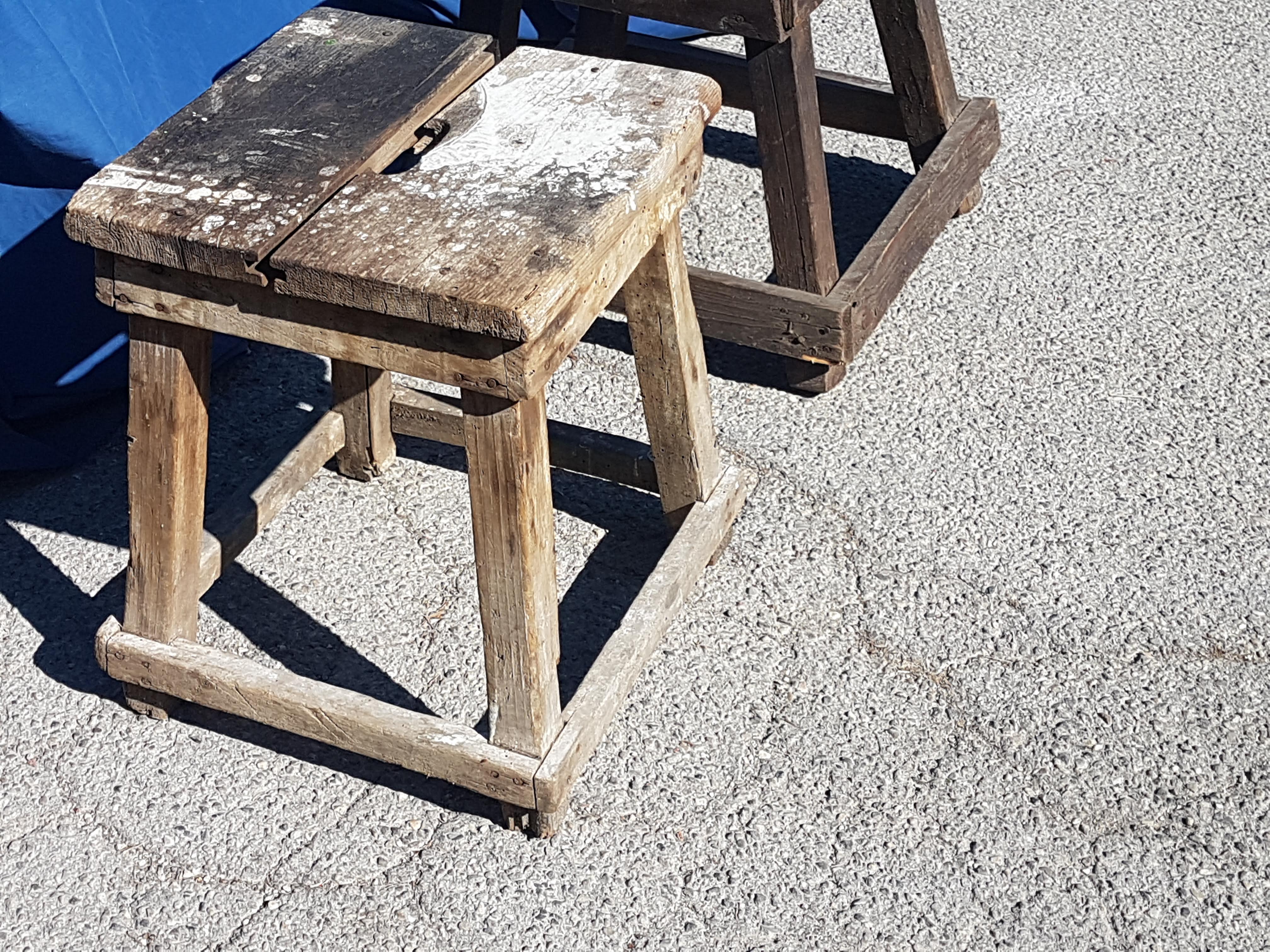 2 wooden stools
