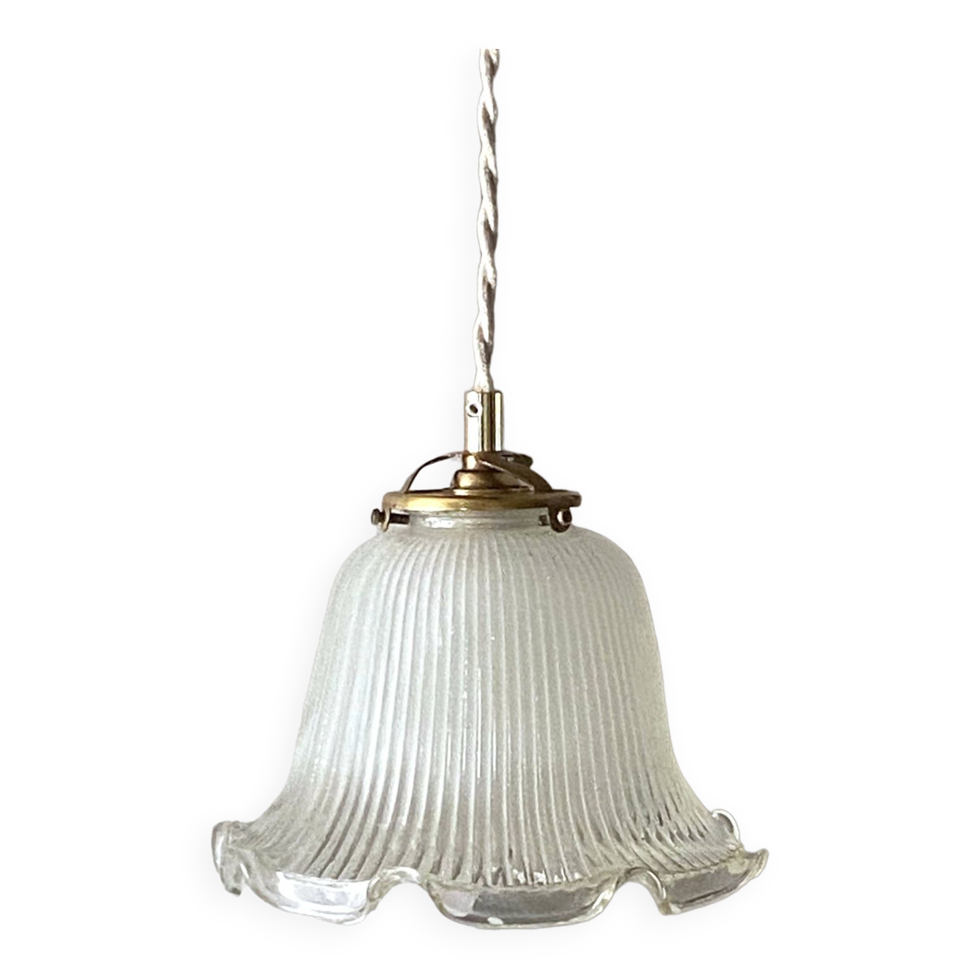 Holophane glass pendant light